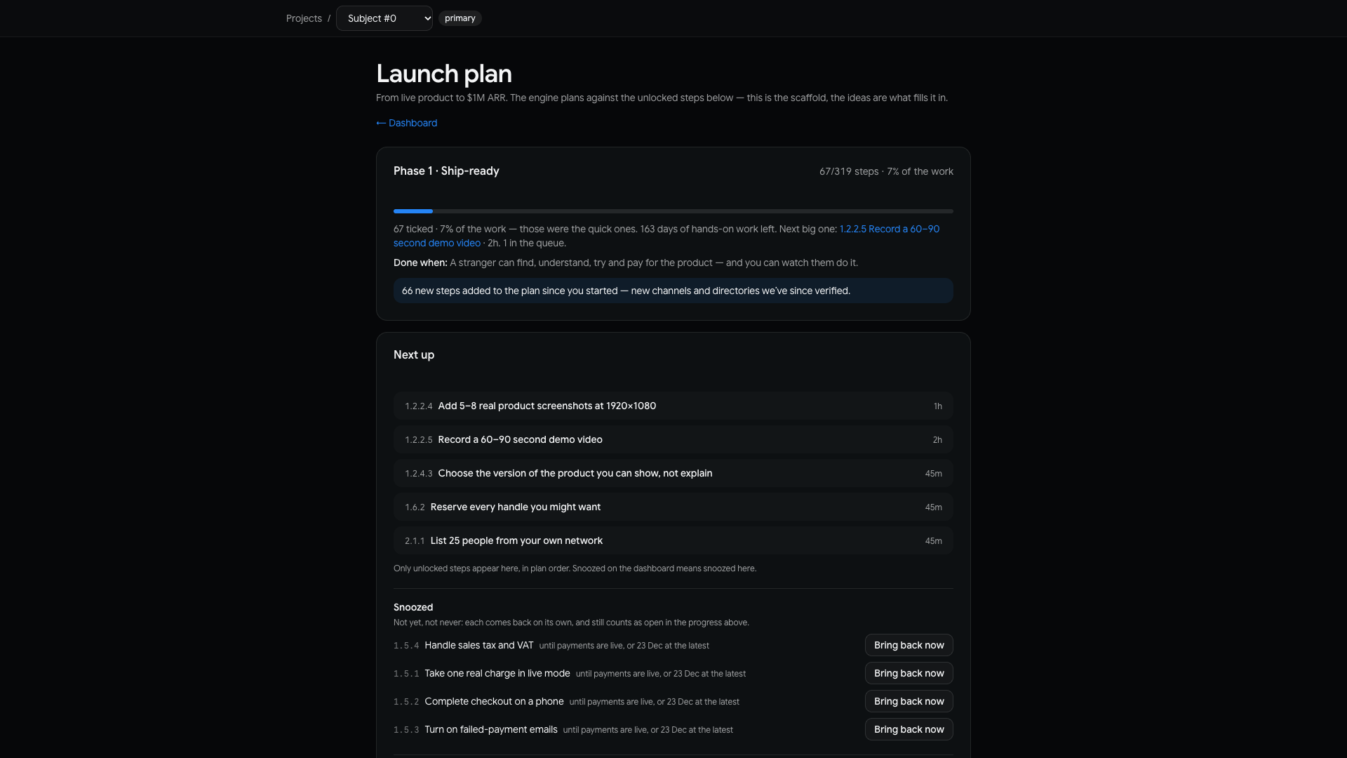 marketinque console: The launch plan